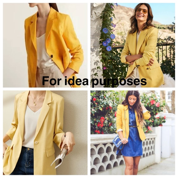 Women's MASSIMO DUTTI Yellow Tan Blazer SuitJacket Size 10 - Picture 5 of 5